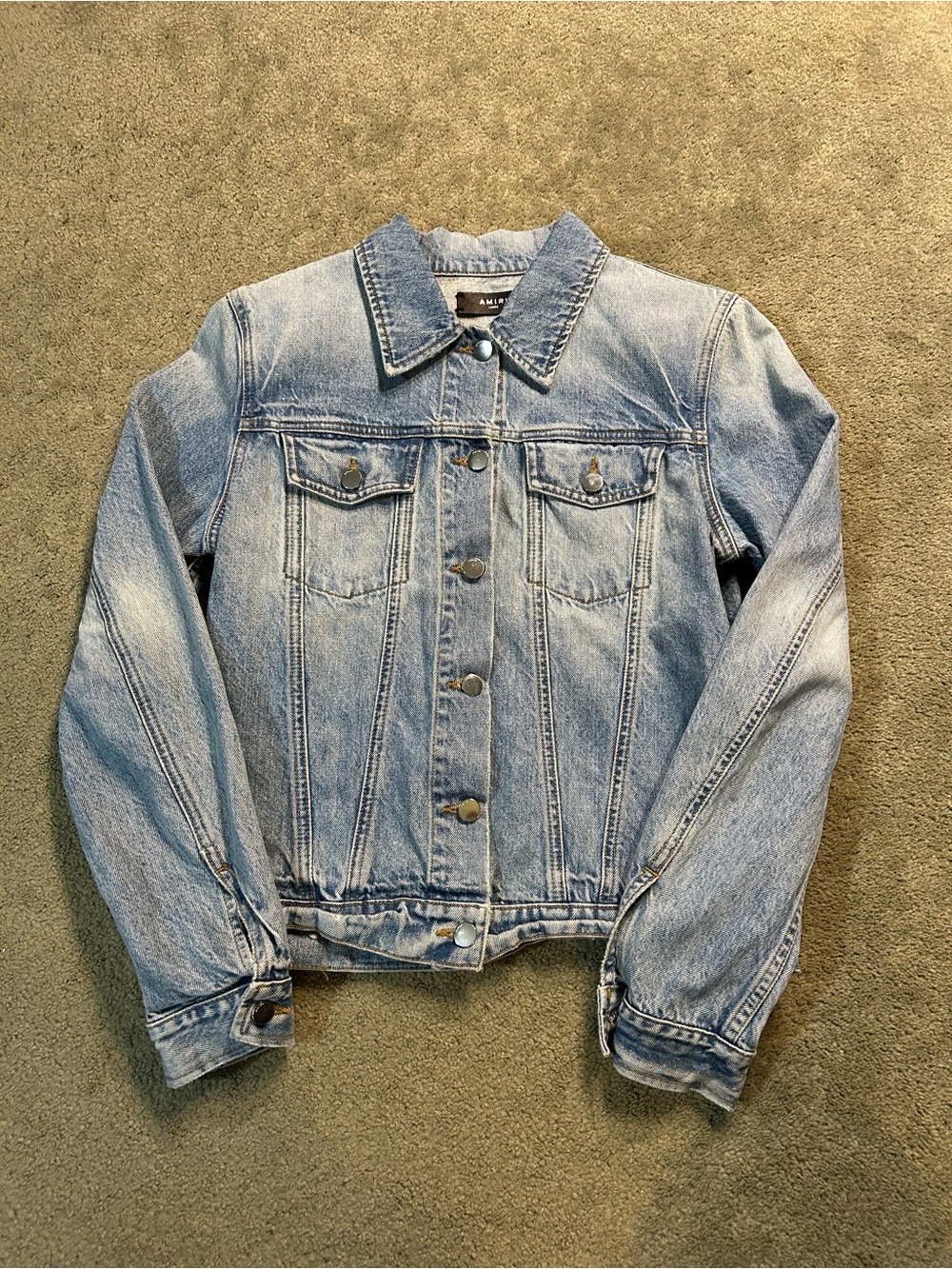 AMIRI Classic Denim Jean Trucker Jacket Light Wash Size Large Y2K Authentic